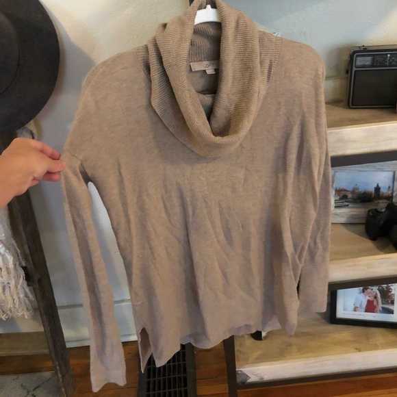 Tan cowl neck sweater - Picture 1 of 5